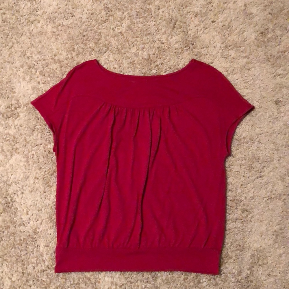 Ann Taylor Loft Magenta Top w/ Back Detail SZ S